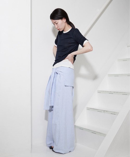 OFROOM(オフルーム)の「Sheer Layered Half Sleeve Tee|シアーレイヤードハーフスリーブTee(Tシャツ/カットソー・レディース・グレー系1/イエロー系/ネイビー系・FREE)」の22枚目の写真