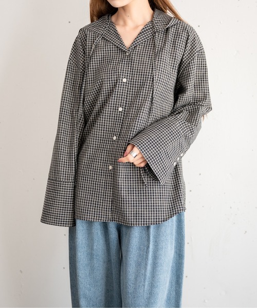 hwyl(ヒュイル)の「フードシャツ(シャツ/ブラウス・レディース・ブラック/アイボリー・FREE)」の16枚目の写真