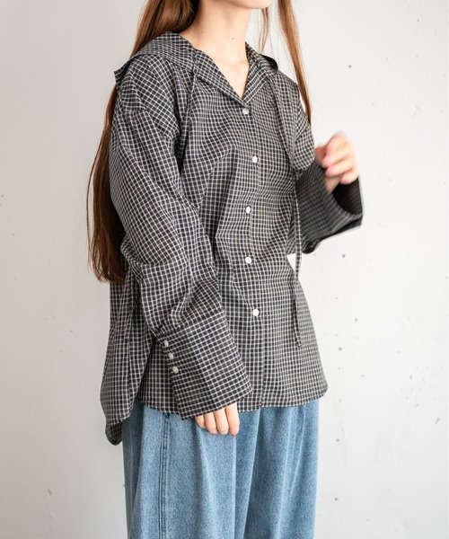 hwyl(ヒュイル)の「フードシャツ(シャツ/ブラウス・レディース・ブラック/アイボリー・FREE)」の19枚目の写真