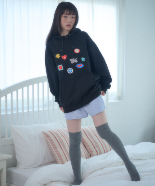 ambler(エムブラー)の「シンボル刺繍フードTシャツ AHP1301 (ブラック)(パーカー・レディース・その他・SMALL/MEDIUM/LARGE)」の4枚目の写真