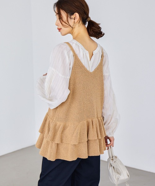 studio CLIP（スタディオクリップ）の「7ゲージティアードキャミソールベスト（ベスト・レディース・ネイビー/ベージュ・FREE）」の5枚目の写真