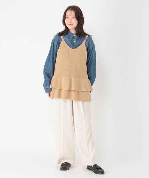 studio CLIP（スタディオクリップ）の「7ゲージティアードキャミソールベスト（ベスト・レディース・ネイビー/ベージュ・FREE）」の12枚目の写真