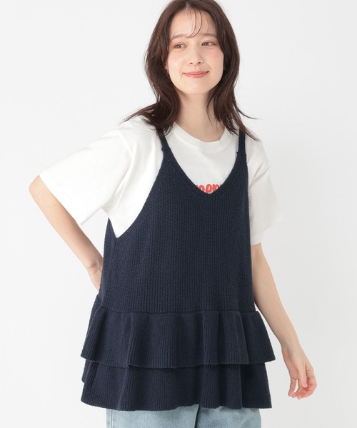 studio CLIP（スタディオクリップ）の「7ゲージティアードキャミソールベスト（ベスト・レディース・ネイビー/ベージュ・FREE）」の14枚目の写真