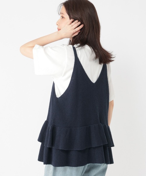 studio CLIP（スタディオクリップ）の「7ゲージティアードキャミソールベスト（ベスト・レディース・ネイビー/ベージュ・FREE）」の16枚目の写真