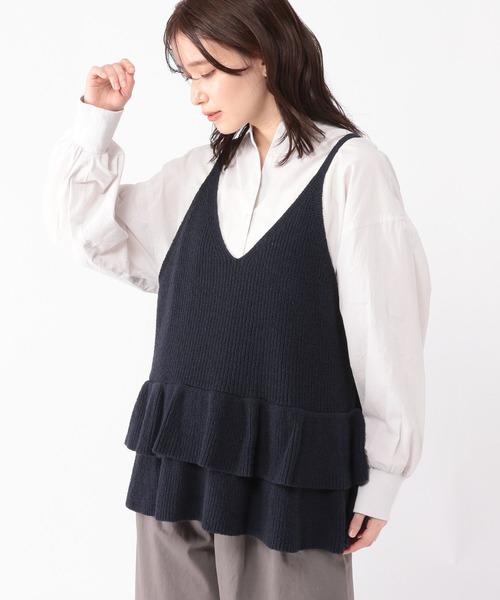 studio CLIP（スタディオクリップ）の「7ゲージティアードキャミソールベスト（ベスト・レディース・ネイビー/ベージュ・FREE）」の17枚目の写真