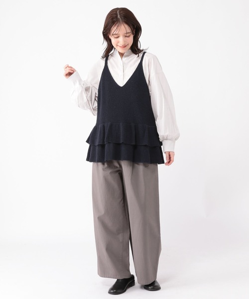 studio CLIP（スタディオクリップ）の「7ゲージティアードキャミソールベスト（ベスト・レディース・ネイビー/ベージュ・FREE）」の19枚目の写真