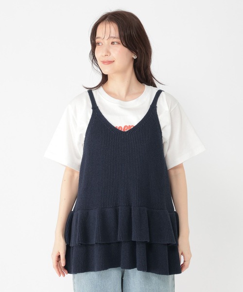 studio CLIP（スタディオクリップ）の「7ゲージティアードキャミソールベスト（ベスト・レディース・ネイビー/ベージュ・FREE）」の21枚目の写真