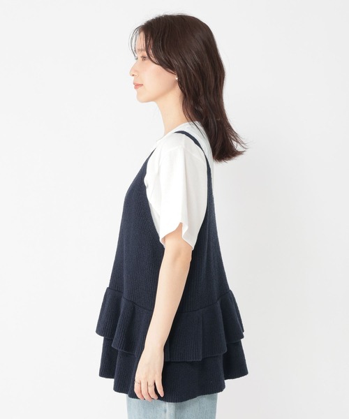 studio CLIP（スタディオクリップ）の「7ゲージティアードキャミソールベスト（ベスト・レディース・ネイビー/ベージュ・FREE）」の22枚目の写真