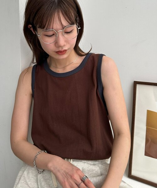 DISCOAT(ディスコート)の「【Enlude】リンガータンク《ユニセックス》(タンクトップ・レディース・ブラック/ブラウン/ベージュ・FREE/SMALL)」の2枚目の写真