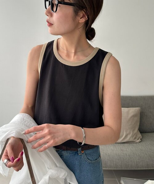 DISCOAT(ディスコート)の「【Enlude】リンガータンク《ユニセックス》(タンクトップ・レディース・ブラック/ブラウン/ベージュ・FREE/SMALL)」の5枚目の写真