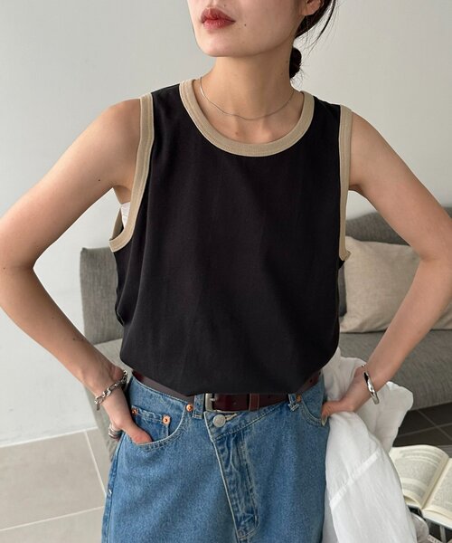 DISCOAT(ディスコート)の「【Enlude】リンガータンク《ユニセックス》(タンクトップ・レディース・ブラック/ブラウン/ベージュ・FREE/SMALL)」の6枚目の写真