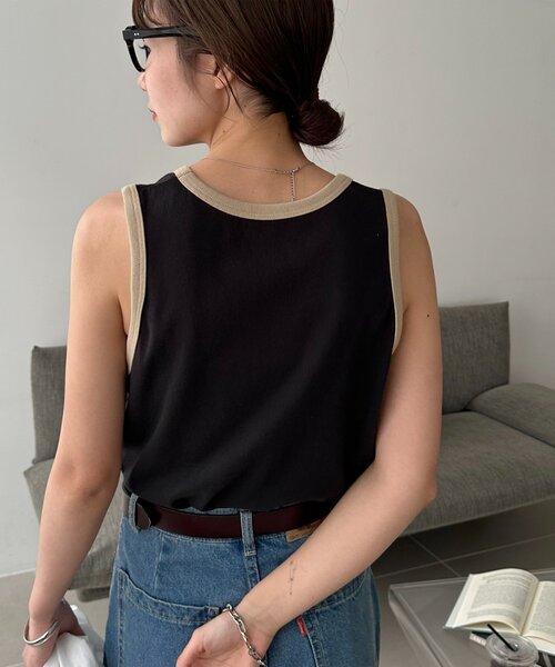 DISCOAT(ディスコート)の「【Enlude】リンガータンク《ユニセックス》(タンクトップ・レディース・ブラック/ブラウン/ベージュ・FREE/SMALL)」の7枚目の写真