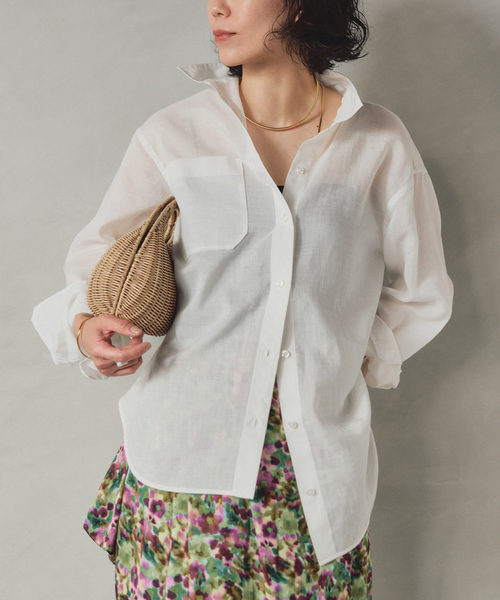 VERMEIL par iena(ヴェルメイユパーイエナ)の「Airy Ramie Over シャツ(シャツ/ブラウス・レディース・ブラック/ブルー/ホワイト・FREE)」の18枚目の写真