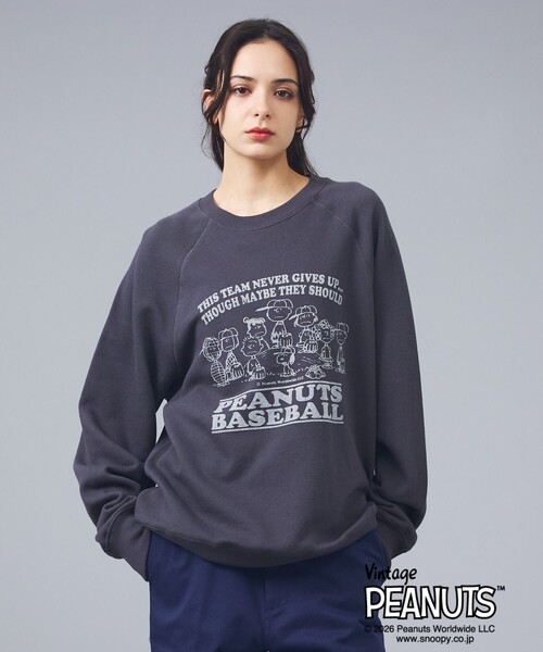 FRUIT OF THE LOOM(フルーツオブザルーム)の「【FRUIT OF THE LOOM/フルーツ・オブ・ザ・ルーム】FRUIT OF THE LOOM×PEANUTS甘編み裏毛スウェット/FTL81686200(スウェット・メンズ・チャコールグレー/ライム/スミクロ/レッド/サックスブルー/アイボリー・M/L)」の1枚目の写真