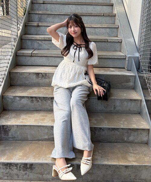 continuer de NICE CLAUP(コンティニューデナイスクラップ)の「【yuzu企画】推し活にも♡バルーンチュニック(シャツ/ブラウス・レディース・オフホワイト/チェック/ドット/ピンク・FREE)」の17枚目の写真