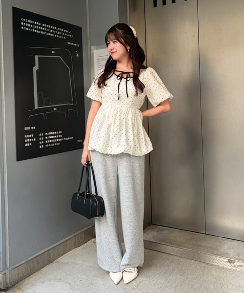 continuer de NICE CLAUP(コンティニューデナイスクラップ)の「【yuzu企画】推し活にも♡バルーンチュニック(シャツ/ブラウス・レディース・オフホワイト/チェック/ドット/ピンク・FREE)」の19枚目の写真
