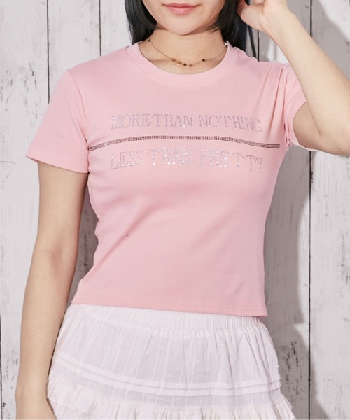 GORGE(ゴージ)の「《ラインストーン・ロゴ》Tシャツ/ストリート×Y2K/春夏/全3色(Tシャツ/カットソー・レディース・ブラック/ホワイト/ピンク・F)」の3枚目の写真