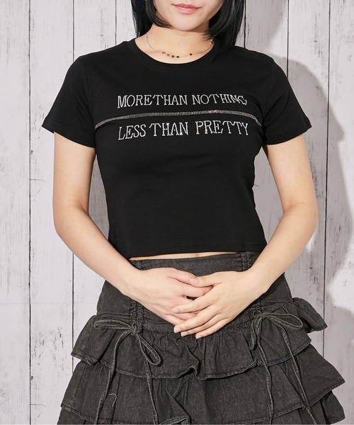 GORGE(ゴージ)の「《ラインストーン・ロゴ》Tシャツ/ストリート×Y2K/春夏/全3色(Tシャツ/カットソー・レディース・ブラック/ホワイト/ピンク・F)」の2枚目の写真