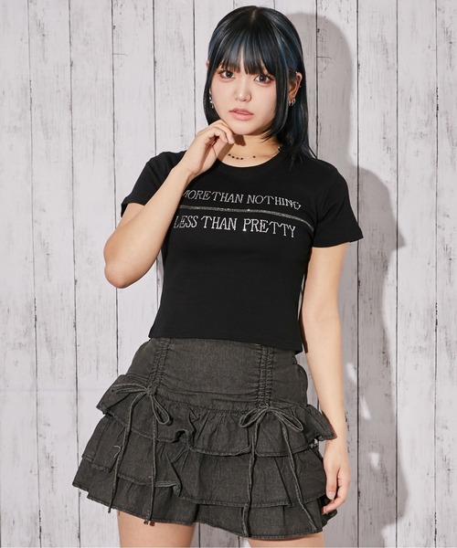 GORGE(ゴージ)の「《ラインストーン・ロゴ》Tシャツ/ストリート×Y2K/春夏/全3色(Tシャツ/カットソー・レディース・ブラック/ホワイト/ピンク・F)」の11枚目の写真