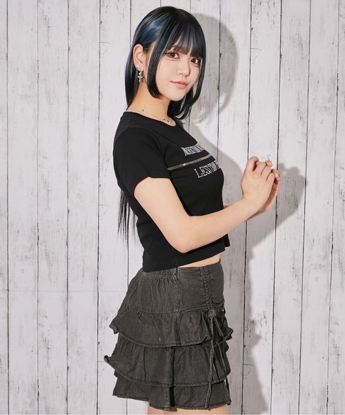 GORGE(ゴージ)の「《ラインストーン・ロゴ》Tシャツ/ストリート×Y2K/春夏/全3色(Tシャツ/カットソー・レディース・ブラック/ホワイト/ピンク・F)」の10枚目の写真
