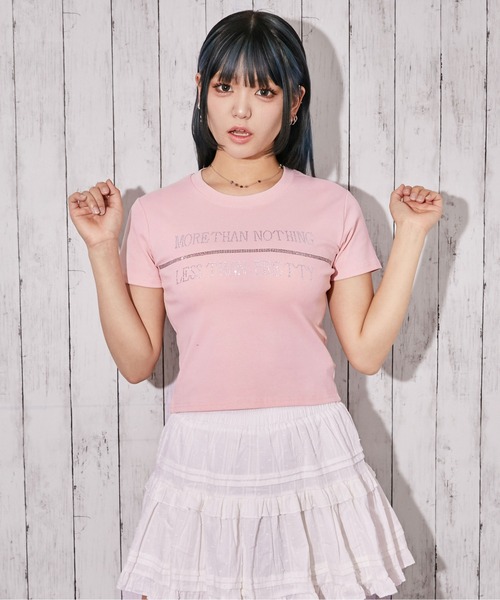 GORGE(ゴージ)の「《ラインストーン・ロゴ》Tシャツ/ストリート×Y2K/春夏/全3色(Tシャツ/カットソー・レディース・ブラック/ホワイト/ピンク・F)」の7枚目の写真