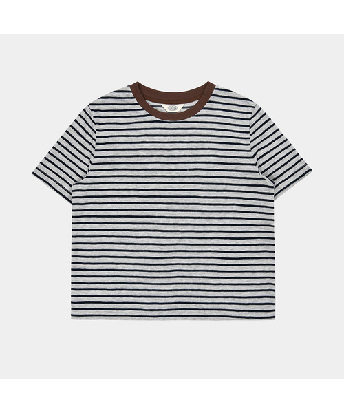 PIGMENT（ピグメント）の「ストライプ配色ダンTシャツ (YZTS2512409)（Tシャツ/カットソー・レディース・ミックスグレー/イエロー・FREE）」の2枚目の写真