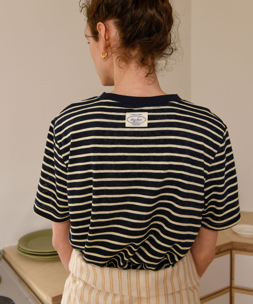 PIGMENT（ピグメント）の「ストライプ配色ダンTシャツ (YZTS2512409)（Tシャツ/カットソー・レディース・ミックスグレー/イエロー・FREE）」の4枚目の写真