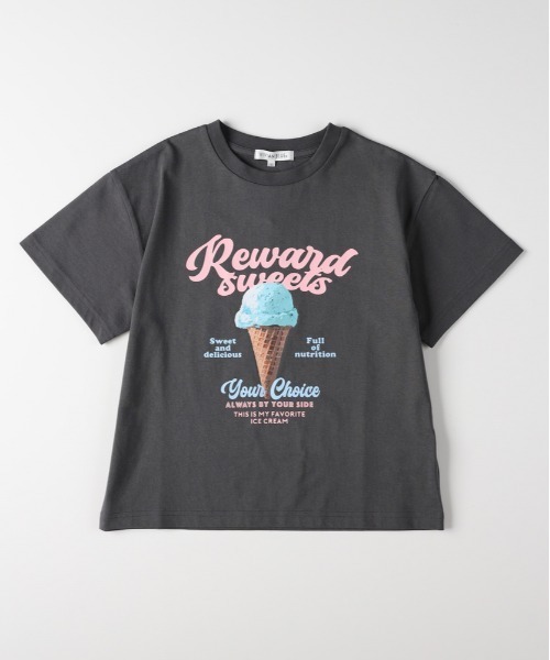 Right-on(ライトオン)の「VIVIAN BLUE(ヴィヴィアンブルー)スイーツプリントTシャツ(Tシャツ/カットソー・キッズ・ピンク/ダークグレー・110/120/130/140/150/160)」の9枚目の写真