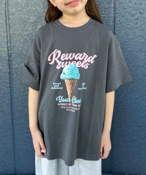 Right-on(ライトオン)の「VIVIAN BLUE(ヴィヴィアンブルー)スイーツプリントTシャツ(Tシャツ/カットソー・キッズ・ピンク/ダークグレー・110/120/130/140/150/160)」の14枚目の写真