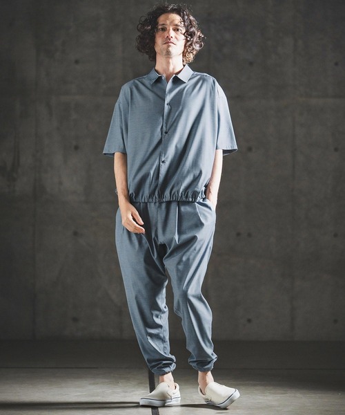 GLIMCLAP(グリムクラップ)の「mp14930- Bamboo Blend Chambray Gathered Hem Pants バルーンパンツ(202-043-gls-cg)(その他パンツ・メンズ・ブラウン/ネイビー/ブラック・S/M/L)」の6枚目の写真