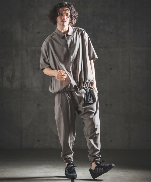 GLIMCLAP(グリムクラップ)の「mp14930- Bamboo Blend Chambray Gathered Hem Pants バルーンパンツ(202-043-gls-cg)(その他パンツ・メンズ・ブラウン/ネイビー/ブラック・S/M/L)」の13枚目の写真