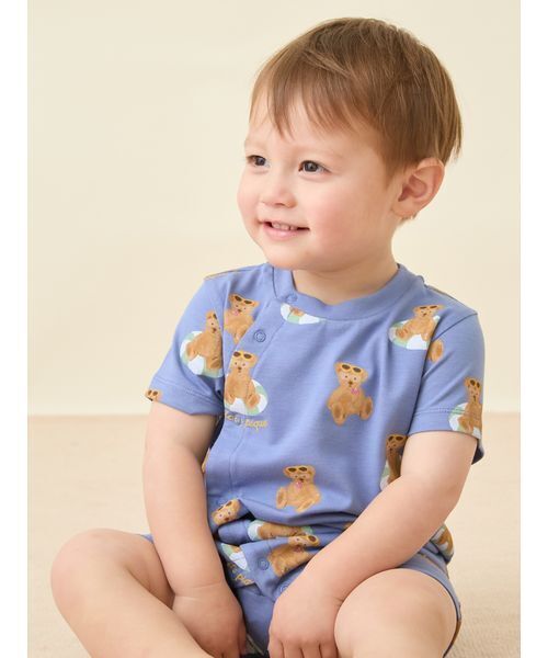 gelato pique(ジェラートピケ)の「【BABY】【接触冷感】サマーベア柄ロンパース(ロンパース・キッズ・ピンク/ネイビー・80/70)」の2枚目の写真