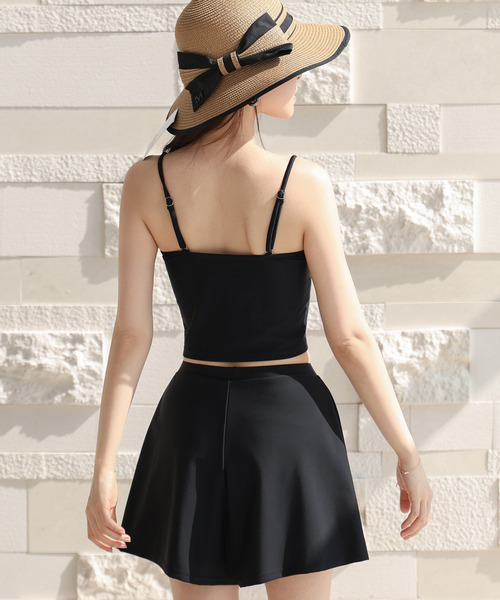 TeddyShop（テディショップ）の「【2WAYベアトップ】長袖透かし編みメロウチュニックトップス+クロップド丈インパン付きキャミキニ 3点セット レディース水着（水着・レディース・ホワイト/ブラウン/ブラック・M/S/LL/L）」の20枚目の写真