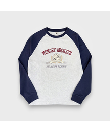 BUBBLPIECE（バブルピース）の「ラグラン配色ロゴロングスリーブTシャツ_ネイビー（Tシャツ/カットソー）」