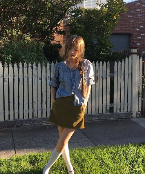 FRIVER07（フリバー07）の「Check pintuck ruffle blouse [FRSP06BL09]_Sky blue（シャツ/ブラウス・レディース・スカイブルー・FREE）」の3枚目の写真