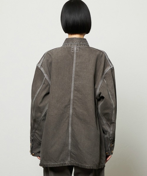 Lee(リー)の「Lee/リー レディース ロコジャケット DUNGAREES【セットアップ対応】(カバーオール・レディース・ブラウン/チャコール・MEDIUM/SMALL)」の9枚目の写真