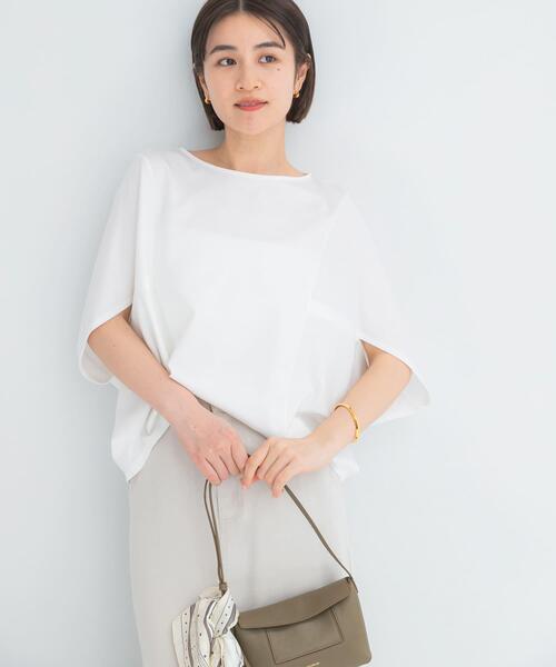 URBAN RESEARCH ROSSO WOMEN(アーバンリサーチ ロッソ)の「『WEB/一部店舗限定』UVカットクールタッチ5分袖ドルマンプルオーバー(Tシャツ/カットソー・レディース・キャメル/ネイビー/オフホワイト・FREE)」の4枚目の写真