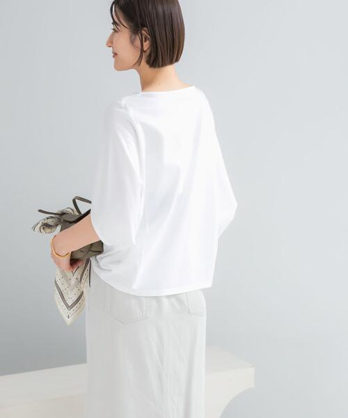 URBAN RESEARCH ROSSO WOMEN(アーバンリサーチ ロッソ)の「『WEB/一部店舗限定』UVカットクールタッチ5分袖ドルマンプルオーバー(Tシャツ/カットソー・レディース・キャメル/ネイビー/オフホワイト・FREE)」の6枚目の写真