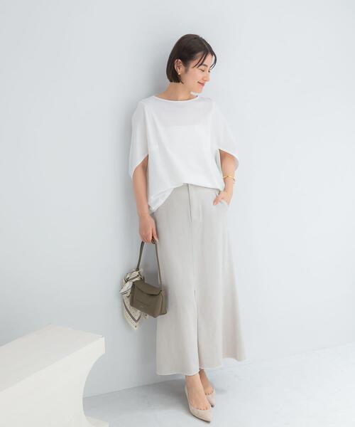 URBAN RESEARCH ROSSO WOMEN(アーバンリサーチ ロッソ)の「『WEB/一部店舗限定』UVカットクールタッチ5分袖ドルマンプルオーバー(Tシャツ/カットソー・レディース・キャメル/ネイビー/オフホワイト・FREE)」の7枚目の写真