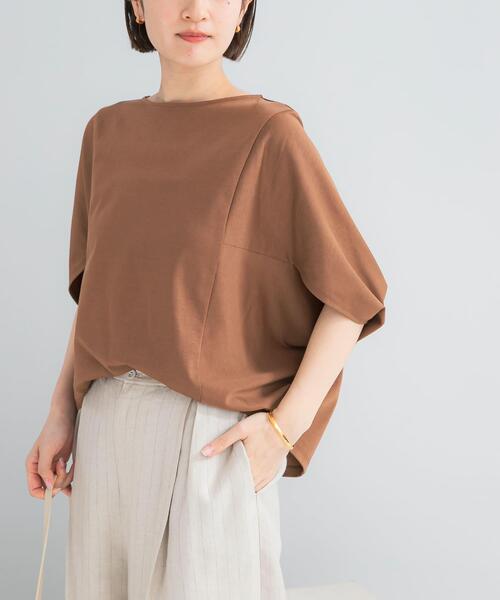 URBAN RESEARCH ROSSO WOMEN(アーバンリサーチ ロッソ)の「『WEB/一部店舗限定』UVカットクールタッチ5分袖ドルマンプルオーバー(Tシャツ/カットソー・レディース・キャメル/ネイビー/オフホワイト・FREE)」の10枚目の写真