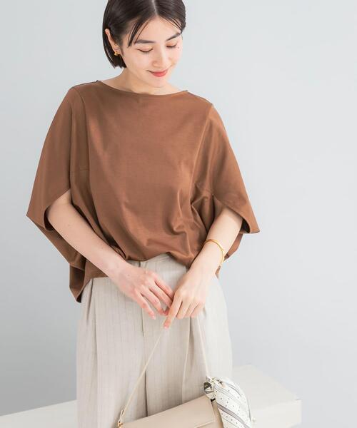URBAN RESEARCH ROSSO WOMEN(アーバンリサーチ ロッソ)の「『WEB/一部店舗限定』UVカットクールタッチ5分袖ドルマンプルオーバー(Tシャツ/カットソー・レディース・キャメル/ネイビー/オフホワイト・FREE)」の11枚目の写真