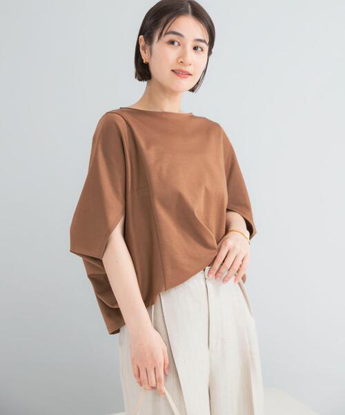 URBAN RESEARCH ROSSO WOMEN(アーバンリサーチ ロッソ)の「『WEB/一部店舗限定』UVカットクールタッチ5分袖ドルマンプルオーバー(Tシャツ/カットソー・レディース・キャメル/ネイビー/オフホワイト・FREE)」の12枚目の写真