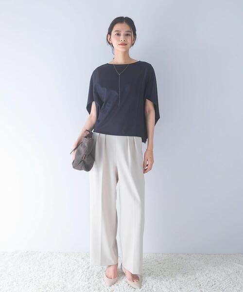 URBAN RESEARCH ROSSO WOMEN(アーバンリサーチ ロッソ)の「『WEB/一部店舗限定』UVカットクールタッチ5分袖ドルマンプルオーバー(Tシャツ/カットソー・レディース・キャメル/ネイビー/オフホワイト・FREE)」の17枚目の写真