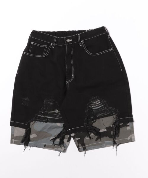 BENDER TOKYO（ベンダートウキョウ）の「異素材 レイヤー ワイド デニムジョーツ（デニムパンツ・メンズ・ブラック系その他/ネイビー/ブラック・L/M）」の13枚目の写真