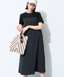 【洗える／1枚でキマる／ドロスト付】ビスチェ風ドッキングTワンピース