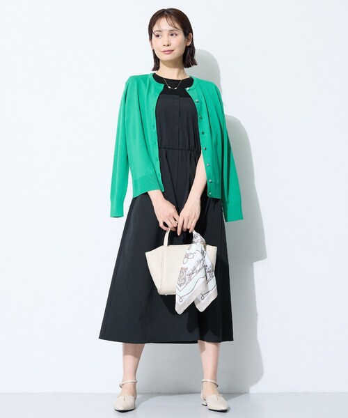 INDIVI(インディヴィ)の「【洗える/1枚でキマる/ドロスト付】ビスチェ風ドッキングTワンピース(ワンピース・レディース・ホワイト系5/ブラック・05/13/15 /36/38/40)」の6枚目の写真