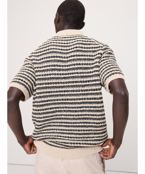 Banana Republic(バナナリパブリック)の「コットンブレンド ブークレ ストライプ ニットポロシャツ(ニット/セーター・メンズ・ナチュラル・S/M/L/XL)」の7枚目の写真
