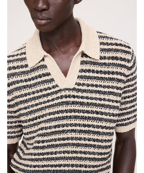 Banana Republic(バナナリパブリック)の「コットンブレンド ブークレ ストライプ ニットポロシャツ(ニット/セーター・メンズ・ナチュラル・S/M/L/XL)」の8枚目の写真