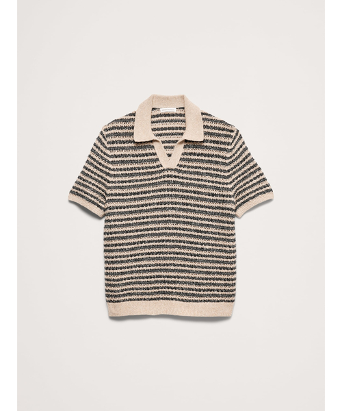 Banana Republic(バナナリパブリック)の「コットンブレンド ブークレ ストライプ ニットポロシャツ(ニット/セーター・メンズ・ナチュラル・S/M/L/XL)」の9枚目の写真