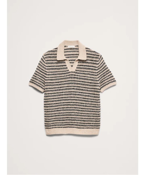 Banana Republic(バナナリパブリック)の「コットンブレンド ブークレ ストライプ ニットポロシャツ(ニット/セーター・メンズ・ナチュラル・S/M/L/XL)」の4枚目の写真